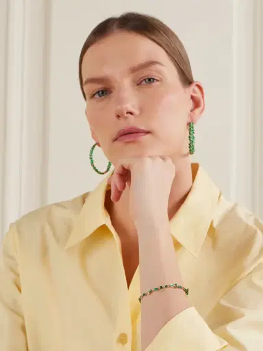 Suzanne Kalan 18-karat Gold Emerald Hoop Earrings | Thumbnail 2 Suzanne Kalan 18-karat Gold Emerald Hoop Earrings | Thumbnail 2