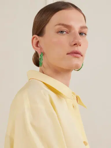 Suzanne Kalan 18-karat Gold Emerald Hoop Earrings | Thumbnail 3 Suzanne Kalan 18-karat Gold Emerald Hoop Earrings | Thumbnail 3