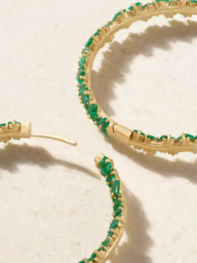 Suzanne Kalan 18-karat Gold Emerald Hoop Earrings | Thumbnail 4 Suzanne Kalan 18-karat Gold Emerald Hoop Earrings | Thumbnail 4