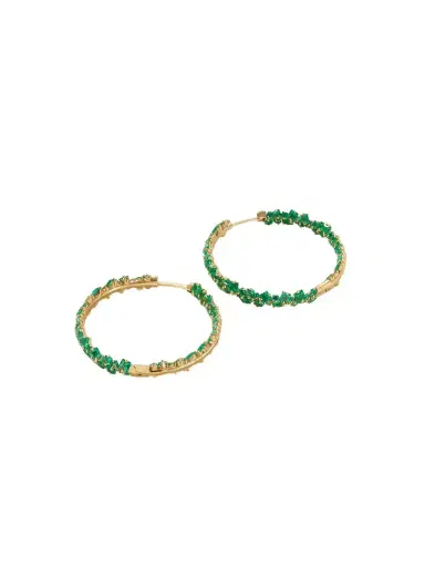 Suzanne Kalan 18-karat Gold Emerald Hoop Earrings | Thumbnail 1 Suzanne Kalan 18-karat Gold Emerald Hoop Earrings | Thumbnail 1