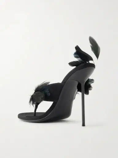 Paris Texas Lidia 105 Feather-trimmed Satin Mules | Thumbnail 3 Paris Texas Lidia 105 Feather-trimmed Satin Mules | Thumbnail 3