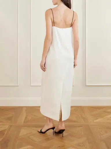 Brandon Maxwell Leather-trimmed Wool And Silk-blend Maxi Dress | Thumbnail 3 Brandon Maxwell Leather-trimmed Wool And Silk-blend Maxi Dress | Thumbnail 3