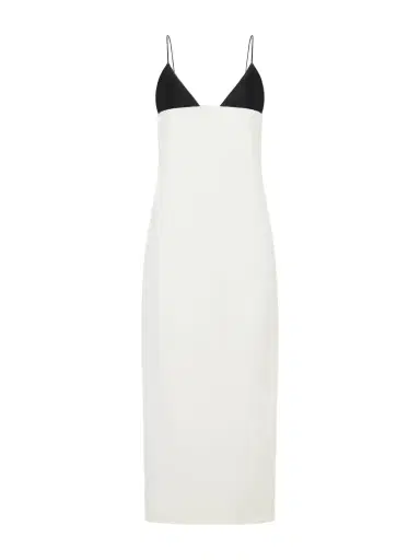 Brandon Maxwell Leather-trimmed Wool And Silk-blend Maxi Dress | Thumbnail 1 Brandon Maxwell Leather-trimmed Wool And Silk-blend Maxi Dress | Thumbnail 1