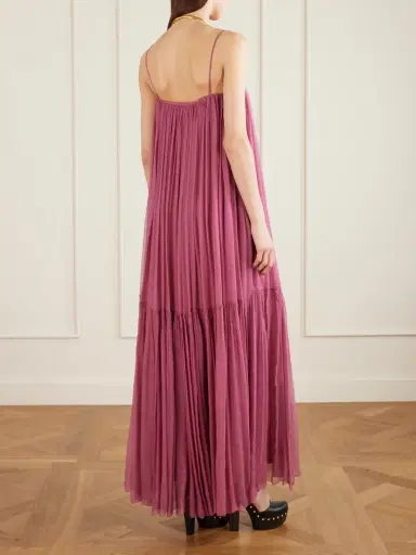 Chloé Tiered Pleated Silk-chiffon Maxi Dress | Thumbnail 3 Chloé Tiered Pleated Silk-chiffon Maxi Dress | Thumbnail 3