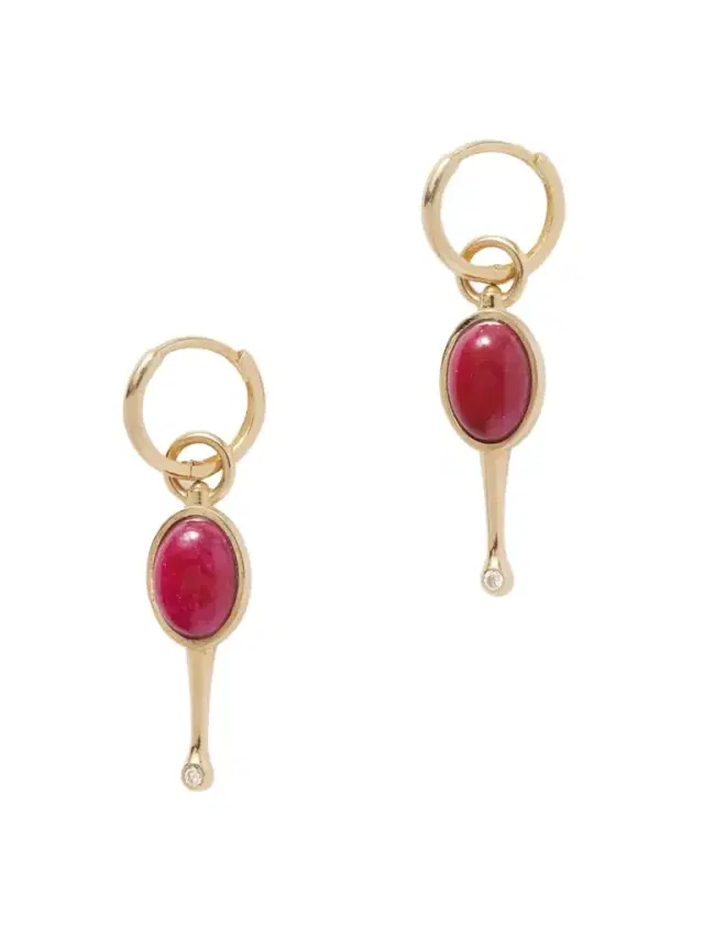 Stellar Key 14-karat Gold, Ruby And Diamond Hoop Earrings Stellar Key 14-karat Gold, Ruby And Diamond Hoop Earrings