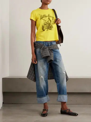 R13 Cuffed X-boyfriend Distressed Mid-rise Wide-leg Jeans | Thumbnail 2 R13 Cuffed X-boyfriend Distressed Mid-rise Wide-leg Jeans | Thumbnail 2