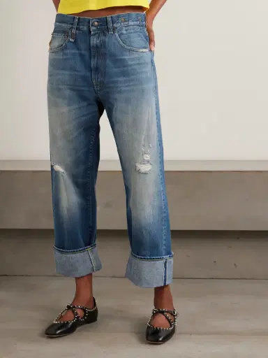 R13 Cuffed X-boyfriend Distressed Mid-rise Wide-leg Jeans | Thumbnail 3 R13 Cuffed X-boyfriend Distressed Mid-rise Wide-leg Jeans | Thumbnail 3