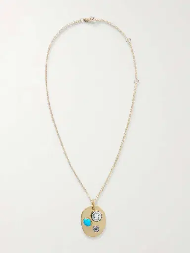 MAISON MAYLE Arpelle Gold-plated, Turquoise, Pewter And Crystal Necklace | Thumbnail 4 MAISON MAYLE Arpelle Gold-plated, Turquoise, Pewter And Crystal Necklace | Thumbnail 4