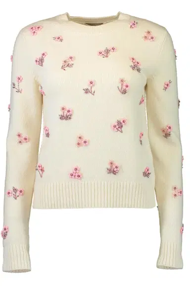 Oscar de la Renta Multi Color Sequin Cluster Embroidered Pullover | Thumbnail 1 Oscar de la Renta Multi Color Sequin Cluster Embroidered Pullover | Thumbnail 1