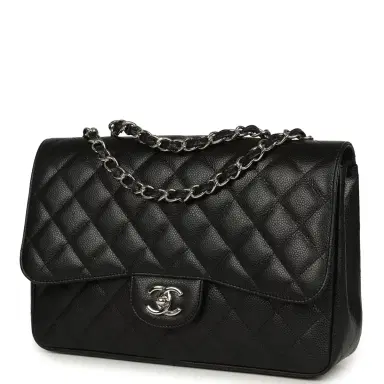 Chanel Chanel Jumbo Classic Single Flap Bag Black Caviar Silver Hardware | Thumbnail 3 Chanel Chanel Jumbo Classic Single Flap Bag Black Caviar Silver Hardware | Thumbnail 3