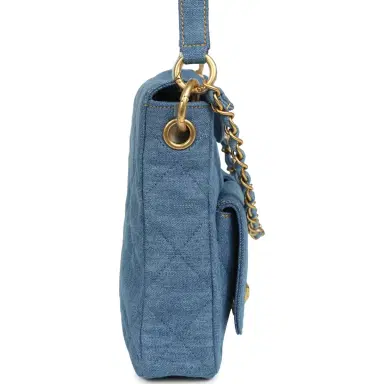 Chanel Chanel Small Supple Twins Hobo Bag Light Blue Denim Brushed Gold Hardware | Thumbnail 4 Chanel Chanel Small Supple Twins Hobo Bag Light Blue Denim Brushed Gold Hardware | Thumbnail 4
