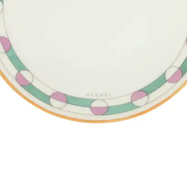 HERMÈS Hermes En Contrepoint White, Pink, Green Porcelain Bread and Butter Plate Set of 2 | Thumbnail 2 HERMÈS Hermes En Contrepoint White, Pink, Green Porcelain Bread and Butter Plate Set of 2 | Thumbnail 2