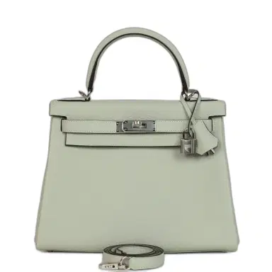 HERMÈS Hermes Kelly Retourne 28 Gris Neve Clemence Palladium Hardware | Thumbnail 1 HERMÈS Hermes Kelly Retourne 28 Gris Neve Clemence Palladium Hardware | Thumbnail 1