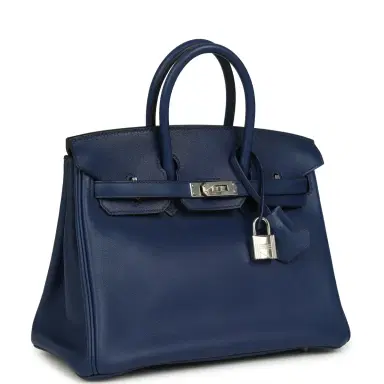 HERMÈS Pre-owned Hermes Birkin 25 Bleu Saphir Swift Palladium Hardware | Thumbnail 2 HERMÈS Pre-owned Hermes Birkin 25 Bleu Saphir Swift Palladium Hardware | Thumbnail 2