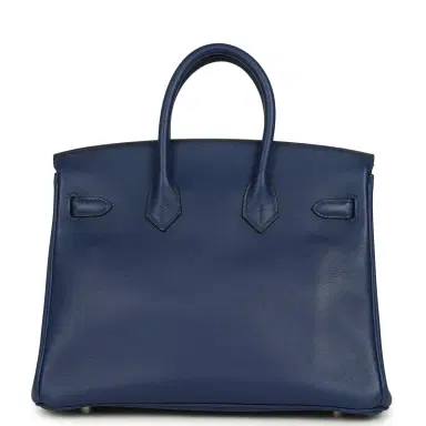 HERMÈS Pre-owned Hermes Birkin 25 Bleu Saphir Swift Palladium Hardware | Thumbnail 5 HERMÈS Pre-owned Hermes Birkin 25 Bleu Saphir Swift Palladium Hardware | Thumbnail 5