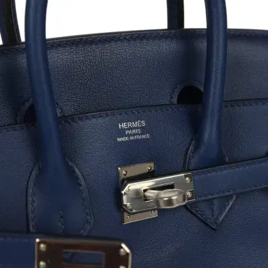 HERMÈS Pre-owned Hermes Birkin 25 Bleu Saphir Swift Palladium Hardware | Thumbnail 7 HERMÈS Pre-owned Hermes Birkin 25 Bleu Saphir Swift Palladium Hardware | Thumbnail 7