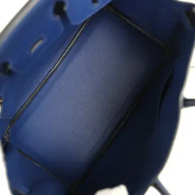 HERMÈS Pre-owned Hermes Birkin 25 Bleu Saphir Swift Palladium Hardware | Thumbnail 8 HERMÈS Pre-owned Hermes Birkin 25 Bleu Saphir Swift Palladium Hardware | Thumbnail 8