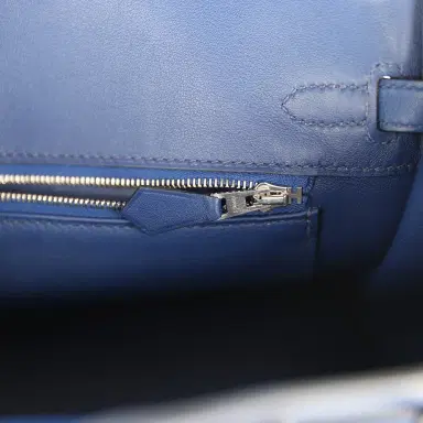 HERMÈS Pre-owned Hermes Birkin 25 Bleu Saphir Swift Palladium Hardware | Thumbnail 9 HERMÈS Pre-owned Hermes Birkin 25 Bleu Saphir Swift Palladium Hardware | Thumbnail 9