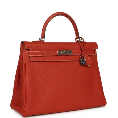 HERMÈS Pre-owned Hermes Retourne Kelly 35 Sanguine Clemence Palladium Hardware | Thumbnail 2 HERMÈS Pre-owned Hermes Retourne Kelly 35 Sanguine Clemence Palladium Hardware | Thumbnail 2
