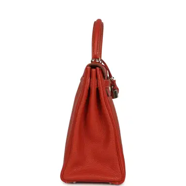 HERMÈS Pre-owned Hermes Retourne Kelly 35 Sanguine Clemence Palladium Hardware | Thumbnail 3 HERMÈS Pre-owned Hermes Retourne Kelly 35 Sanguine Clemence Palladium Hardware | Thumbnail 3