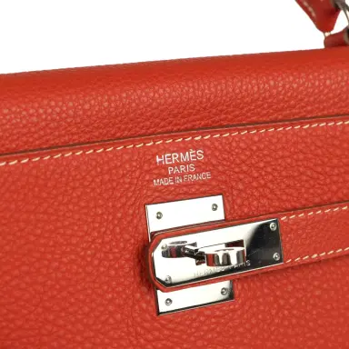 HERMÈS Pre-owned Hermes Retourne Kelly 35 Sanguine Clemence Palladium Hardware | Thumbnail 7 HERMÈS Pre-owned Hermes Retourne Kelly 35 Sanguine Clemence Palladium Hardware | Thumbnail 7