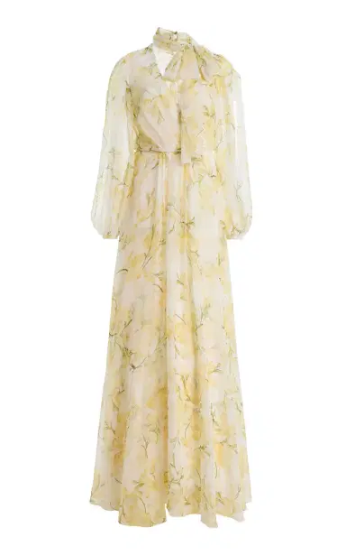 Monique Lhuillier V-neck Long Sleeve Gown | Thumbnail 1 Monique Lhuillier V-neck Long Sleeve Gown | Thumbnail 1