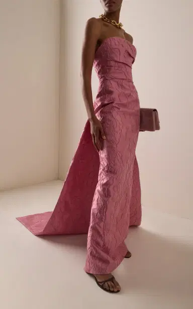 Monique Lhuillier Draped Cotton-Blend Jacquard Gown | Thumbnail 2 Monique Lhuillier Draped Cotton-Blend Jacquard Gown | Thumbnail 2