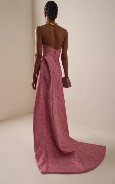 Monique Lhuillier Draped Cotton-Blend Jacquard Gown | Thumbnail 4 Monique Lhuillier Draped Cotton-Blend Jacquard Gown | Thumbnail 4