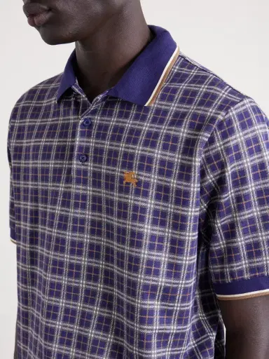 Burberry Logo-Embroidered Checked Jacquard Polo Shirt - Men | Thumbnail 4 Burberry Logo-Embroidered Checked Jacquard Polo Shirt - Men | Thumbnail 4
