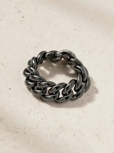 SHAY 18-karat Blackened Gold, Ceramic And Diamond Ring | Thumbnail 4 SHAY 18-karat Blackened Gold, Ceramic And Diamond Ring | Thumbnail 4