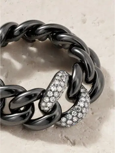 SHAY 18-karat Blackened Gold, Ceramic And Diamond Ring | Thumbnail 5 SHAY 18-karat Blackened Gold, Ceramic And Diamond Ring | Thumbnail 5