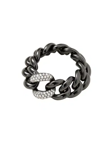 SHAY 18-karat Blackened Gold, Ceramic And Diamond Ring | Thumbnail 1 SHAY 18-karat Blackened Gold, Ceramic And Diamond Ring | Thumbnail 1