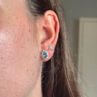 Wish Fine Jewelry 1.64ct Aquamarine Diamond Platinum Pear Halo Stud Earrings | Thumbnail 2 Wish Fine Jewelry 1.64ct Aquamarine Diamond Platinum Pear Halo Stud Earrings | Thumbnail 2