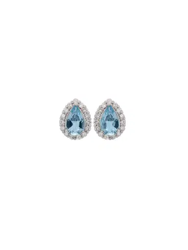 Wish Fine Jewelry 1.64ct Aquamarine Diamond Platinum Pear Halo Stud Earrings | Thumbnail 1 Wish Fine Jewelry 1.64ct Aquamarine Diamond Platinum Pear Halo Stud Earrings | Thumbnail 1