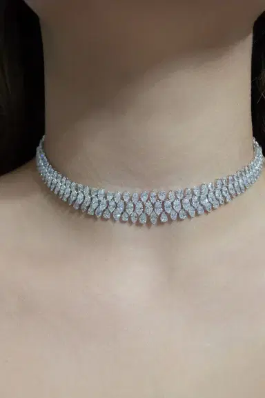 Wish Fine Jewelry 18.18ct Diamond 18K Gold Statement Three Row Tennis Necklace | Thumbnail 2 Wish Fine Jewelry 18.18ct Diamond 18K Gold Statement Three Row Tennis Necklace | Thumbnail 2