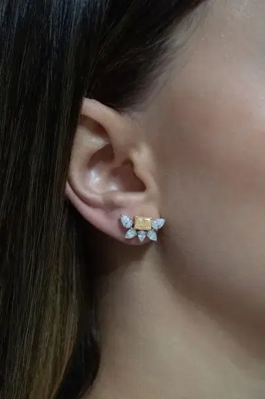 Wish Fine Jewelry 4.31ct Diamond 18K Gold Half Flower Earrings | Thumbnail 2 Wish Fine Jewelry 4.31ct Diamond 18K Gold Half Flower Earrings | Thumbnail 2