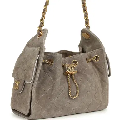 Chanel Chanel Mini 25 Hobo Bag Dark Grey Suede Antique Gold Hardware | Thumbnail 2 Chanel Chanel Mini 25 Hobo Bag Dark Grey Suede Antique Gold Hardware | Thumbnail 2