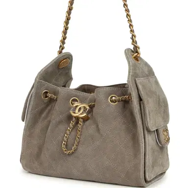 Chanel Chanel Mini 25 Hobo Bag Dark Grey Suede Antique Gold Hardware | Thumbnail 3 Chanel Chanel Mini 25 Hobo Bag Dark Grey Suede Antique Gold Hardware | Thumbnail 3