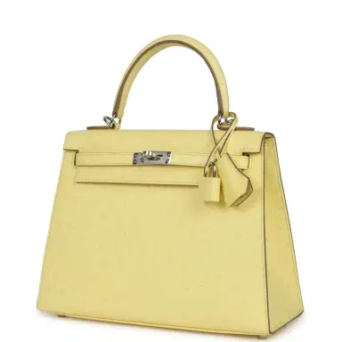 HERMÈS Hermes Kelly Sellier 25 Limoncello Ostrich Palladium Hardware | Thumbnail 5 HERMÈS Hermes Kelly Sellier 25 Limoncello Ostrich Palladium Hardware | Thumbnail 5