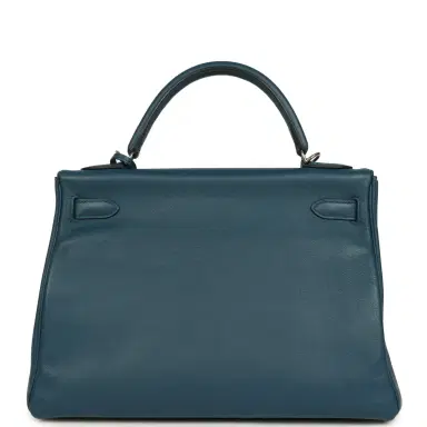 HERMÈS Pre-owned Hermes Kelly Retourne 32 Bleu De Malte Swift Palladium Hardware | Thumbnail 5 HERMÈS Pre-owned Hermes Kelly Retourne 32 Bleu De Malte Swift Palladium Hardware | Thumbnail 5