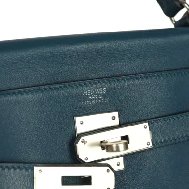 HERMÈS Pre-owned Hermes Kelly Retourne 32 Bleu De Malte Swift Palladium Hardware | Thumbnail 7 HERMÈS Pre-owned Hermes Kelly Retourne 32 Bleu De Malte Swift Palladium Hardware | Thumbnail 7