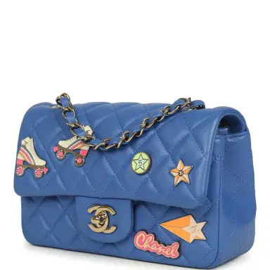 Chanel Preowned Chanel Mini Rectangular Hollywood Charms Flap Bag Blue Lambskin Light Gold Hardware | Thumbnail 5 Chanel Preowned Chanel Mini Rectangular Hollywood Charms Flap Bag Blue Lambskin Light Gold Hardware | Thumbnail 5