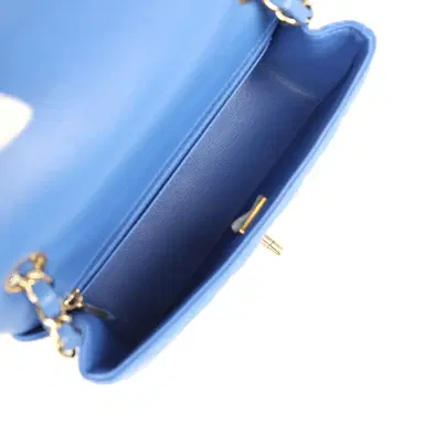 Chanel Preowned Chanel Mini Rectangular Hollywood Charms Flap Bag Blue Lambskin Light Gold Hardware | Thumbnail 8 Chanel Preowned Chanel Mini Rectangular Hollywood Charms Flap Bag Blue Lambskin Light Gold Hardware | Thumbnail 8