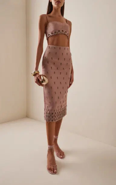 Alexis Mili Beaded Satin Crop Top | Thumbnail 3 Alexis Mili Beaded Satin Crop Top | Thumbnail 3