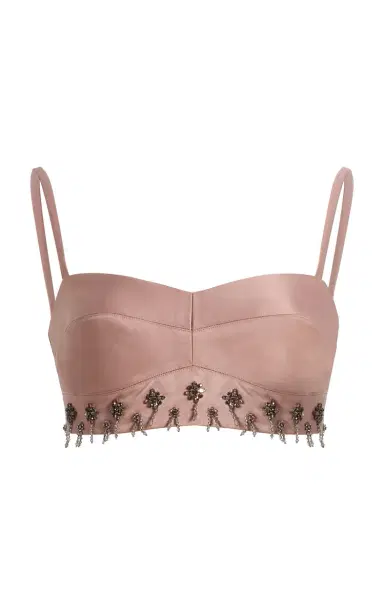 Alexis Mili Beaded Satin Crop Top | Thumbnail 6 Alexis Mili Beaded Satin Crop Top | Thumbnail 6