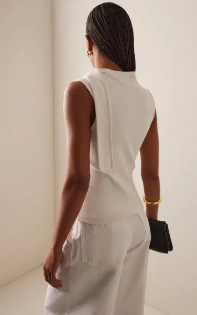 Lemaire Asymmetric Fitted Cotton-Linen Top | Thumbnail 4 Lemaire Asymmetric Fitted Cotton-Linen Top | Thumbnail 4