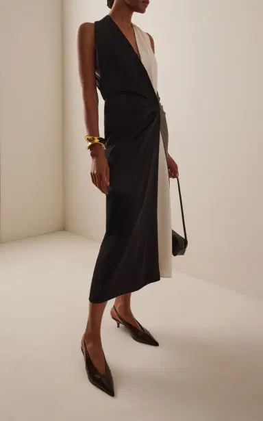 Proenza Schouler Elsa Draped Crepe Midi Dress | Thumbnail 3 Proenza Schouler Elsa Draped Crepe Midi Dress | Thumbnail 3