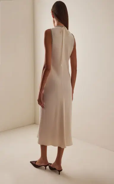 Prada Crystal-Trimmed Sablé Midi Dress | Thumbnail 4 Prada Crystal-Trimmed Sablé Midi Dress | Thumbnail 4