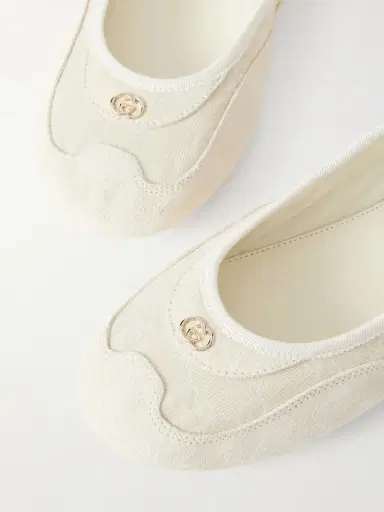 Gucci Shift Webbing-trimmed Canvas-jacquard And Suede Ballet Flats | Thumbnail 5 Gucci Shift Webbing-trimmed Canvas-jacquard And Suede Ballet Flats | Thumbnail 5