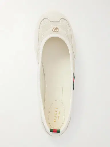 Gucci Shift Webbing-trimmed Canvas-jacquard And Suede Ballet Flats | Thumbnail 6 Gucci Shift Webbing-trimmed Canvas-jacquard And Suede Ballet Flats | Thumbnail 6